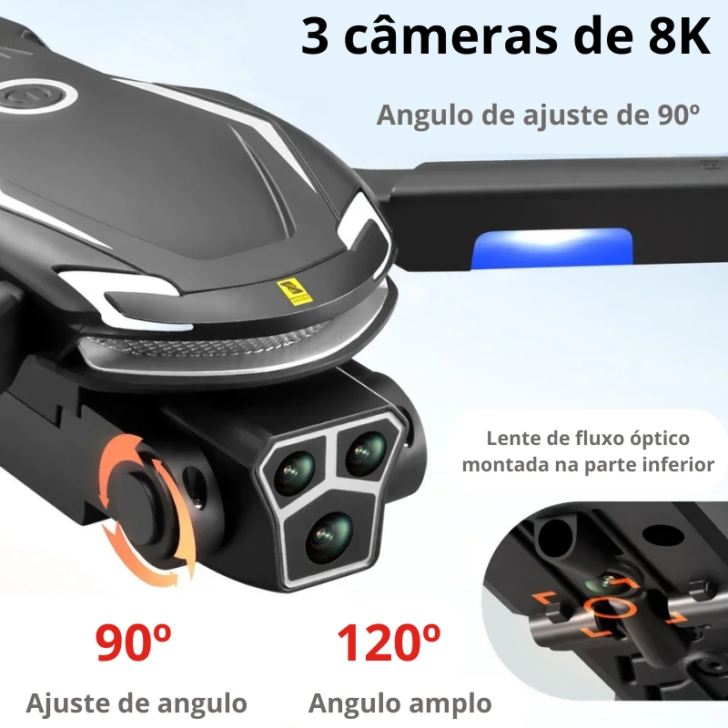 Novo drone sem escova v888 8k profissional hd câmera tripla para evitar obstáculos sem gps posicionamento de fluxo óptico rc quadcopter brinquedos