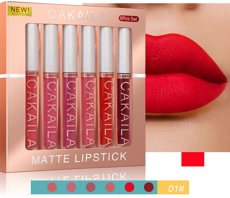 Gloss Labial Hidratante CAKAILA, à Prova d'Água e de Longa Duração - 6 Peças