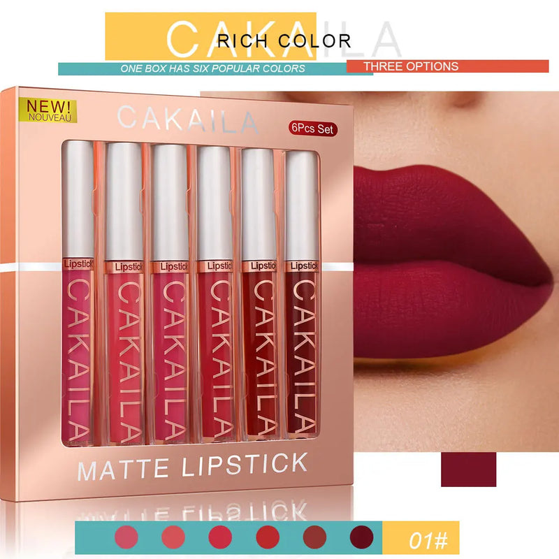 Gloss Labial Hidratante CAKAILA, à Prova d'Água e de Longa Duração - 6 Peças