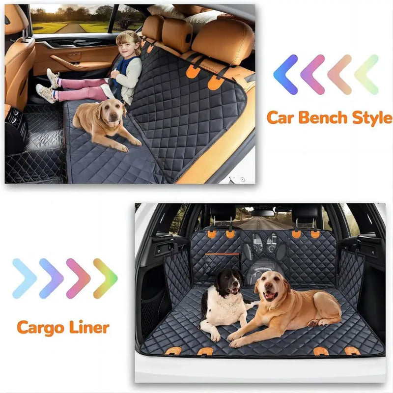 Capa de assento de carro para cachorro, 100% à prova d'água, rede de carro para cachorro com janela de malha visual e zíper lateral, assento de carro e proteção de porta