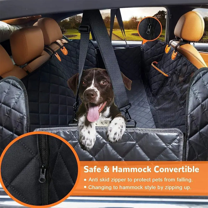 Capa de assento de carro para cachorro, 100% à prova d'água, rede de carro para cachorro com janela de malha visual e zíper lateral, assento de carro e proteção de porta